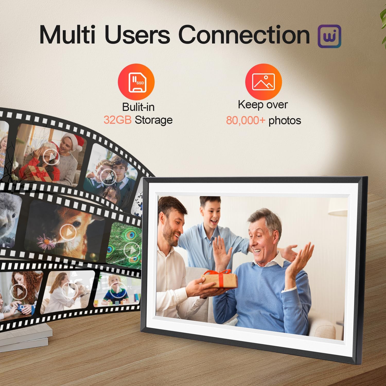 15.6Inch Touch Screen Large Digital Picture Frame,1920 * 1080 FHD WiFi Digital Photo Frame with 32GB Storage, Wall Mountable