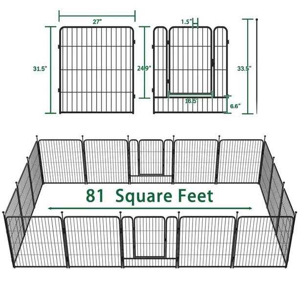 FXW Rollick Dog Playpen Outdoor,16 Panels 32 Height Dog Fence Exercise Pen with Doors for Large/Medium/Small Dogs - Pet Supplies online store