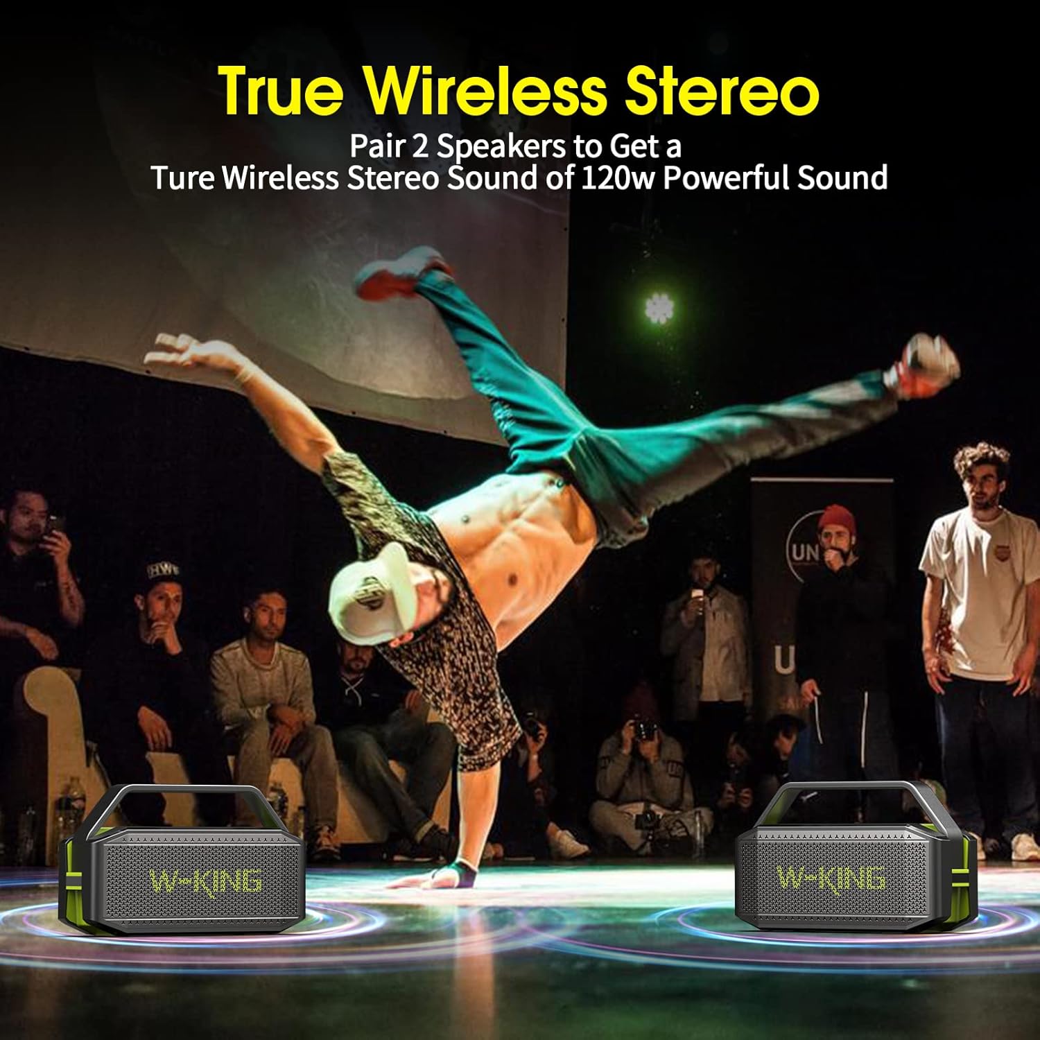Bluetooth Speaker, W-KING 60W Loud Portable Bluetooth Speaker IPX6 Waterproof, 40H Playtime, Outdoor Powerful Stereo Speaker with 12000mAH Power Bank