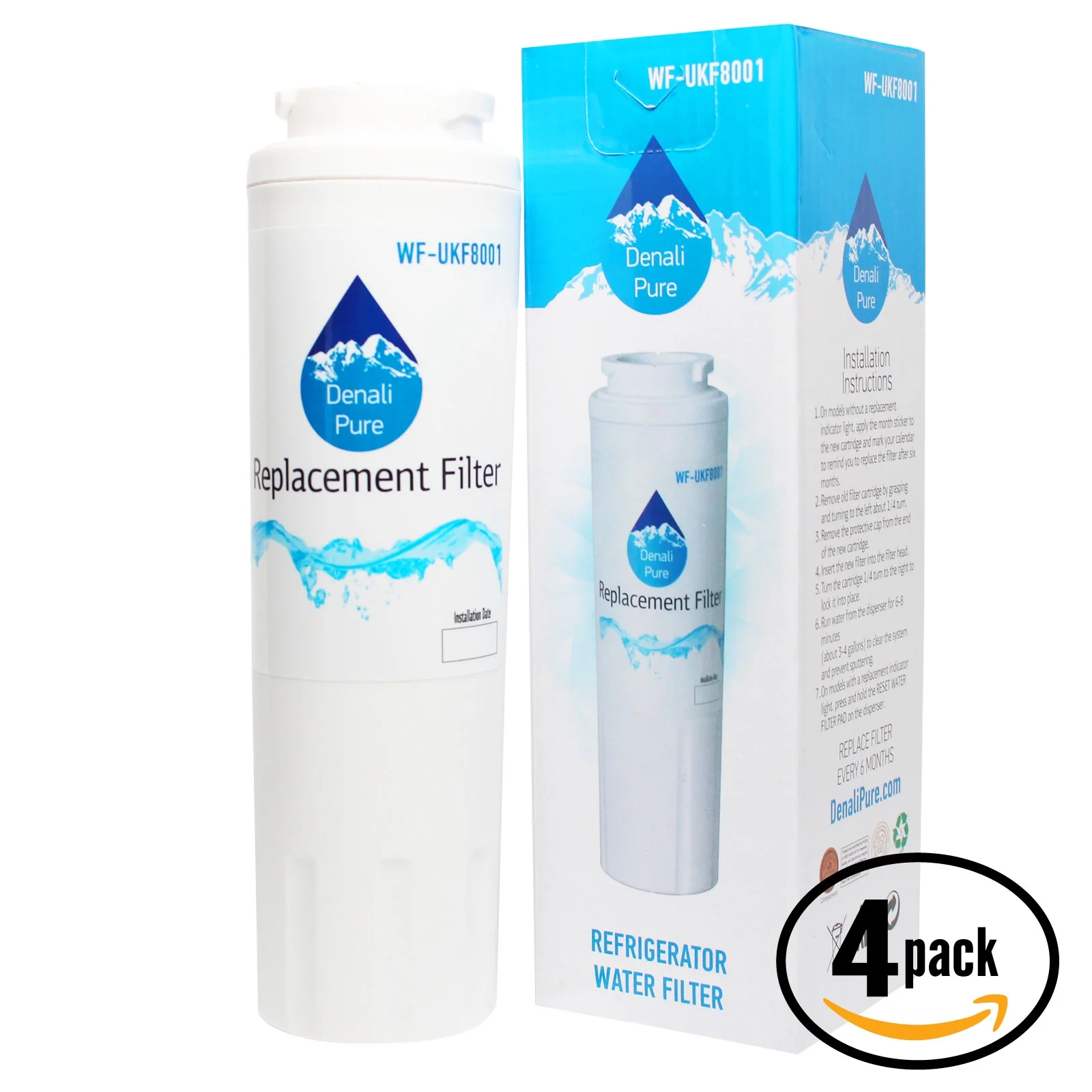 4-Pack Replacement for KitchenAid KFIS25XVMS5 Refrigerator Water Filter - Compatible with KitchenAid 4396395 Fridge Water Filter Cartridge