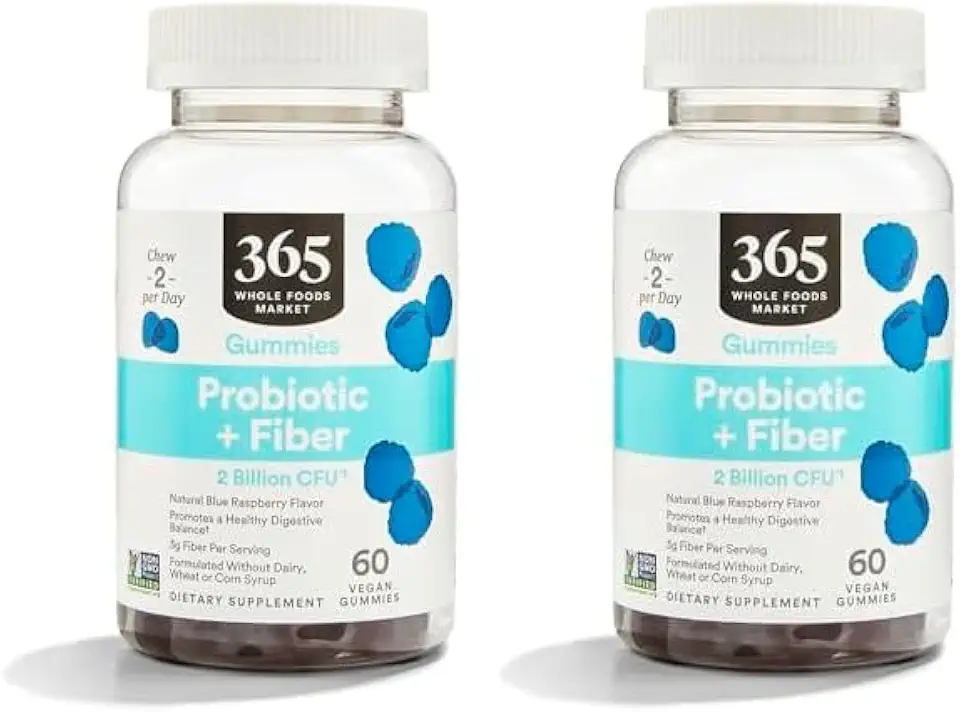 365 by Whole Foods Market, Gummies Probiotic Fiber 2 Bill Blue Raspberry, 60 Count (Pack of 2) - Kansas Nuitrition - HNZSDS