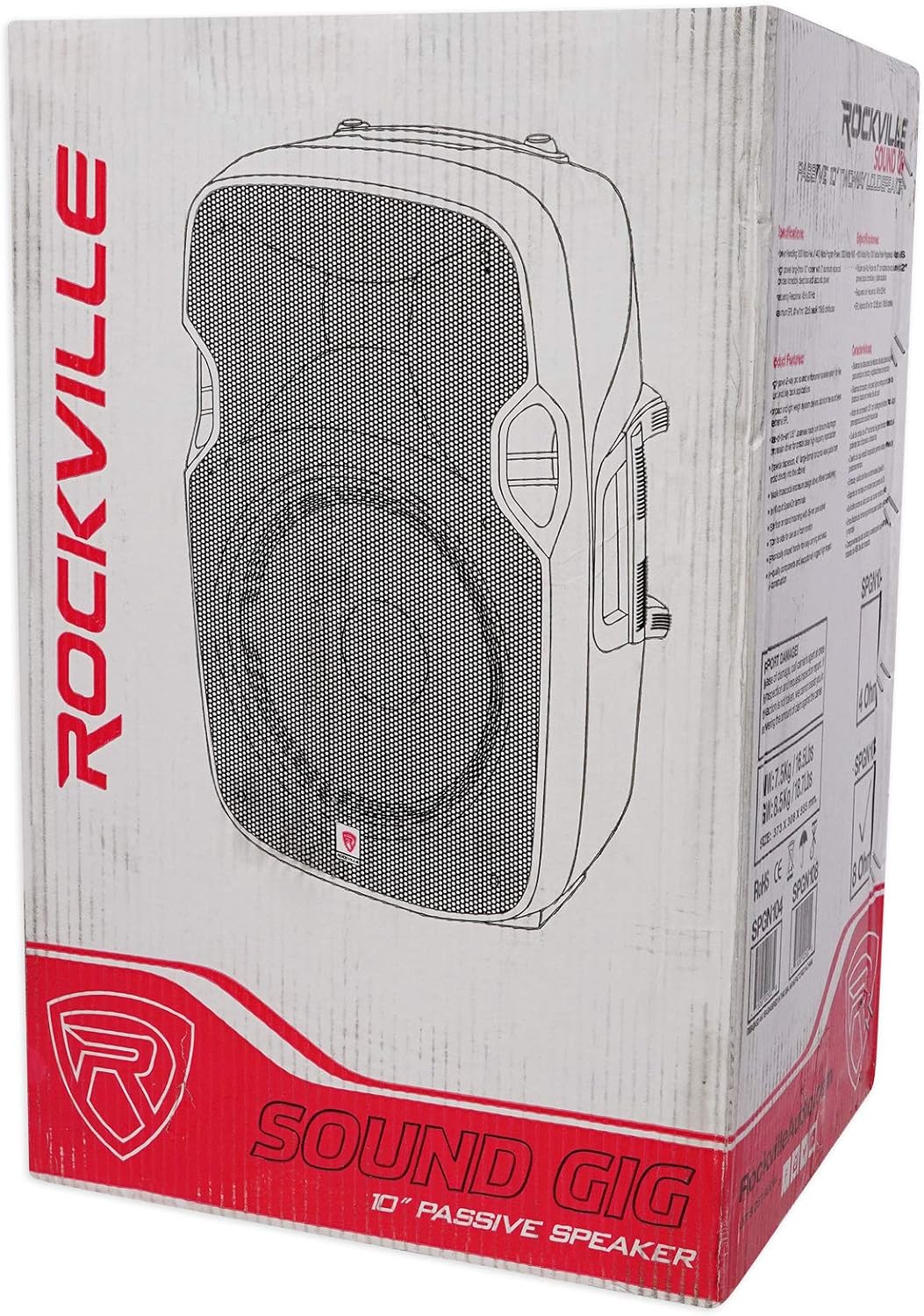 2 Rockville SPGN108 10 Passive 800W DJ PA Speakers ABS Lightweight Cabinet 8ohm