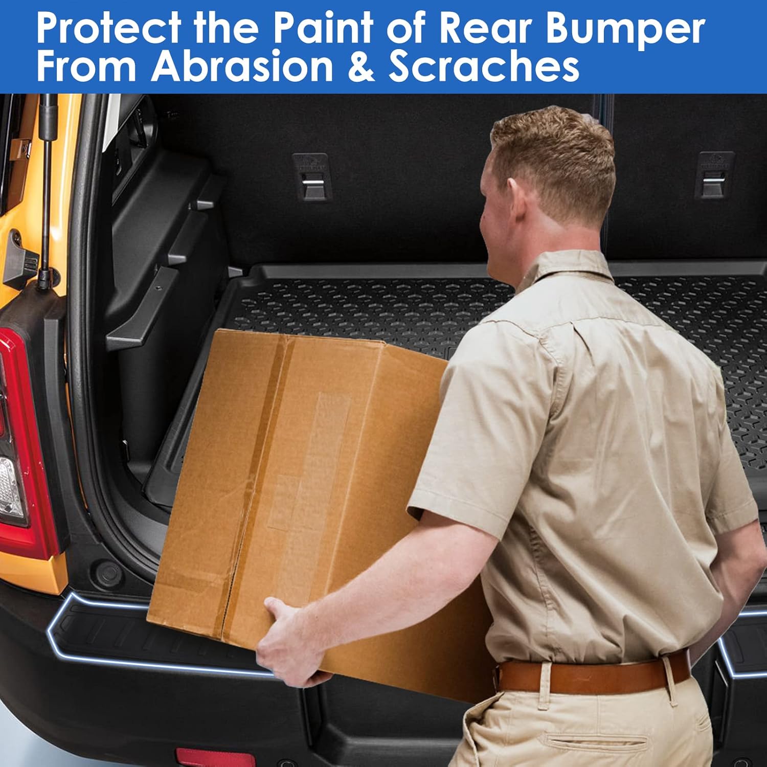 Car Bumper Guard Compatible with 2021 2022 Ford Bronco Sport Accessories Scratch Resistant Exterior Rear Trunk Door Entry Protective Mat Black