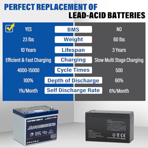 12V 100Ah BCI Group 24 LiFePO4 Battery, 100A BMS Rechargeable Mini Lithium Battery with Low-Temp Protection, Up to 15000 Cycles Perfect for RV