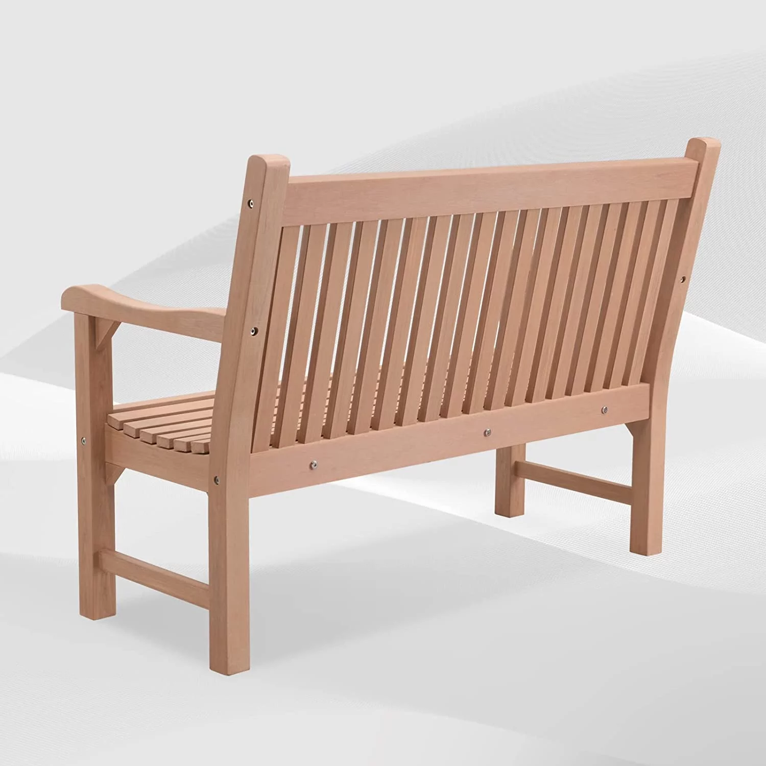 Efurden Garden Bench, 2-Person All-Weather Poly Lumber Outdoor Bench for Garden Porch and Park (Teak Color)