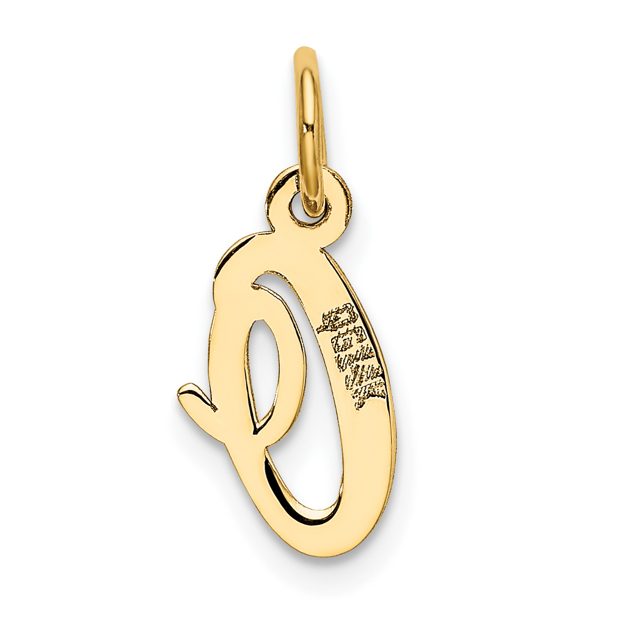 Carat in Karats 14K Yellow Gold Small Script Letter O Initial Pendant Charm
