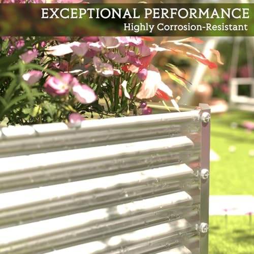 2 Pack 8x4FT Tall Galvanized Raised Garden Bed Outdoor,Metal Garden Bed for Vegetables,Steel Raised Beds for Gardening
