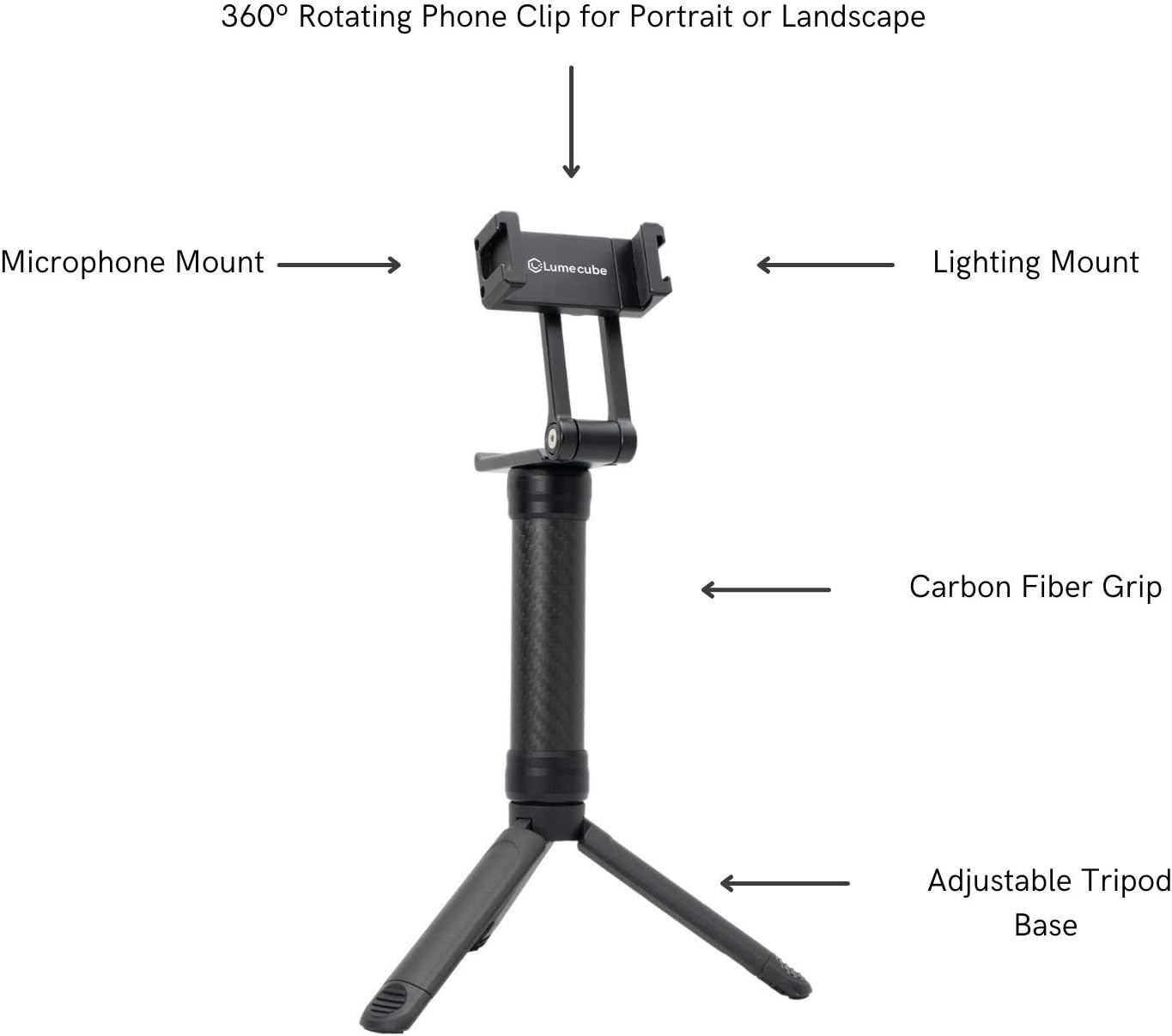 Lume Cube Mobile Creator Tripod Stand | Adjustable Smartphone Vlogger Stand, 360-Degree Rotating Phone Mount | Lightweight