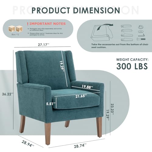 COLAMY Modern Wingback Living Room Chair, Upholstered Fabric Accent Armchair