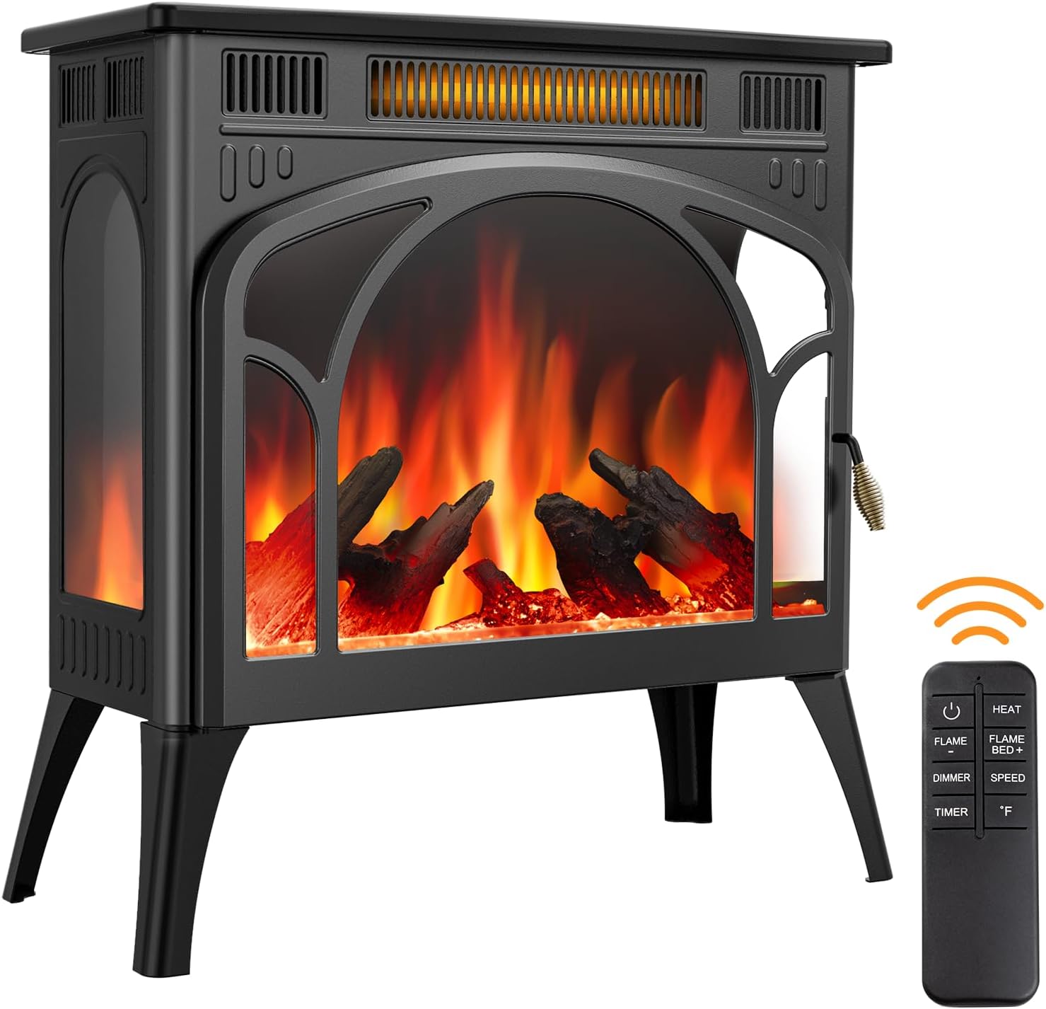 Joy Pebble Upgraded Electric Fireplace Heater, Free-Standing 3D Infrared Fireplace Stove with Remote Control &Timer