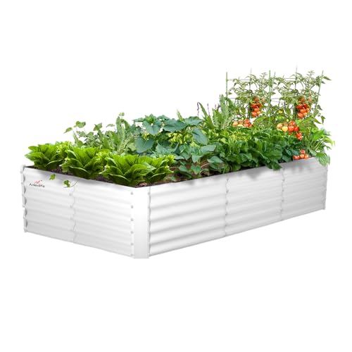 A ANLEOLIFE 8X4X1.5 ft Galvanized Raised Garden Beds Outdoor, Oval Large Metal Planter Box for Planting Vegetables Flowers Herb