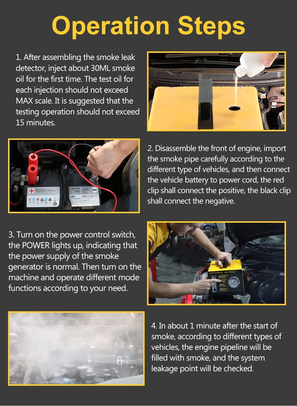 EVAP Smoke Fuel leakage Tester 4 IN 1 Car Conduit PIPE System Leak Detection Tools