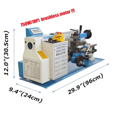 Mini Metal Lathe CJ0618 Metric Thread 750W Benchtop Precision Metal Wood Horizontal Lathe 0-2500rpm Variable Speed 7"*14" 110V for Teaching and