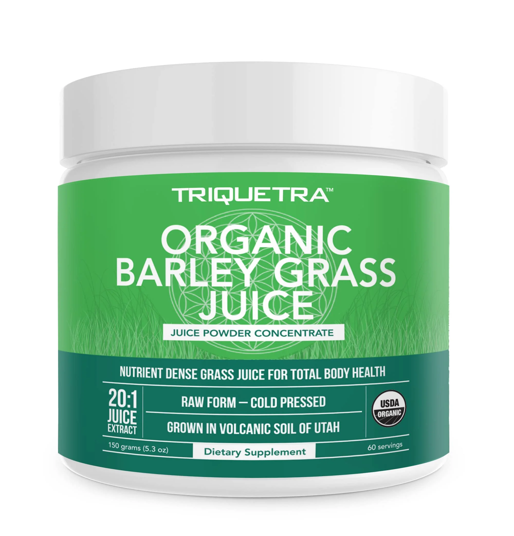 Organic Barley Grass Juice Powder - Grown in Volcanic Soil of Utah - Raw & BioActive Form, Cold-Pressed then CO2 Dried C Gluten Free, GMO free
