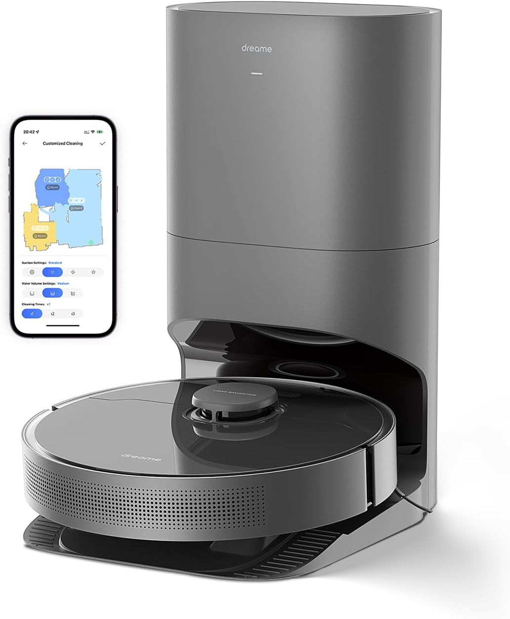 Dreametech D10s Plus Robot Vacuum and Mop Combo, Self-Emptying for up to 65 Days, 5,000Pa Suction Power, Advanced AI and LiDAR Navigation