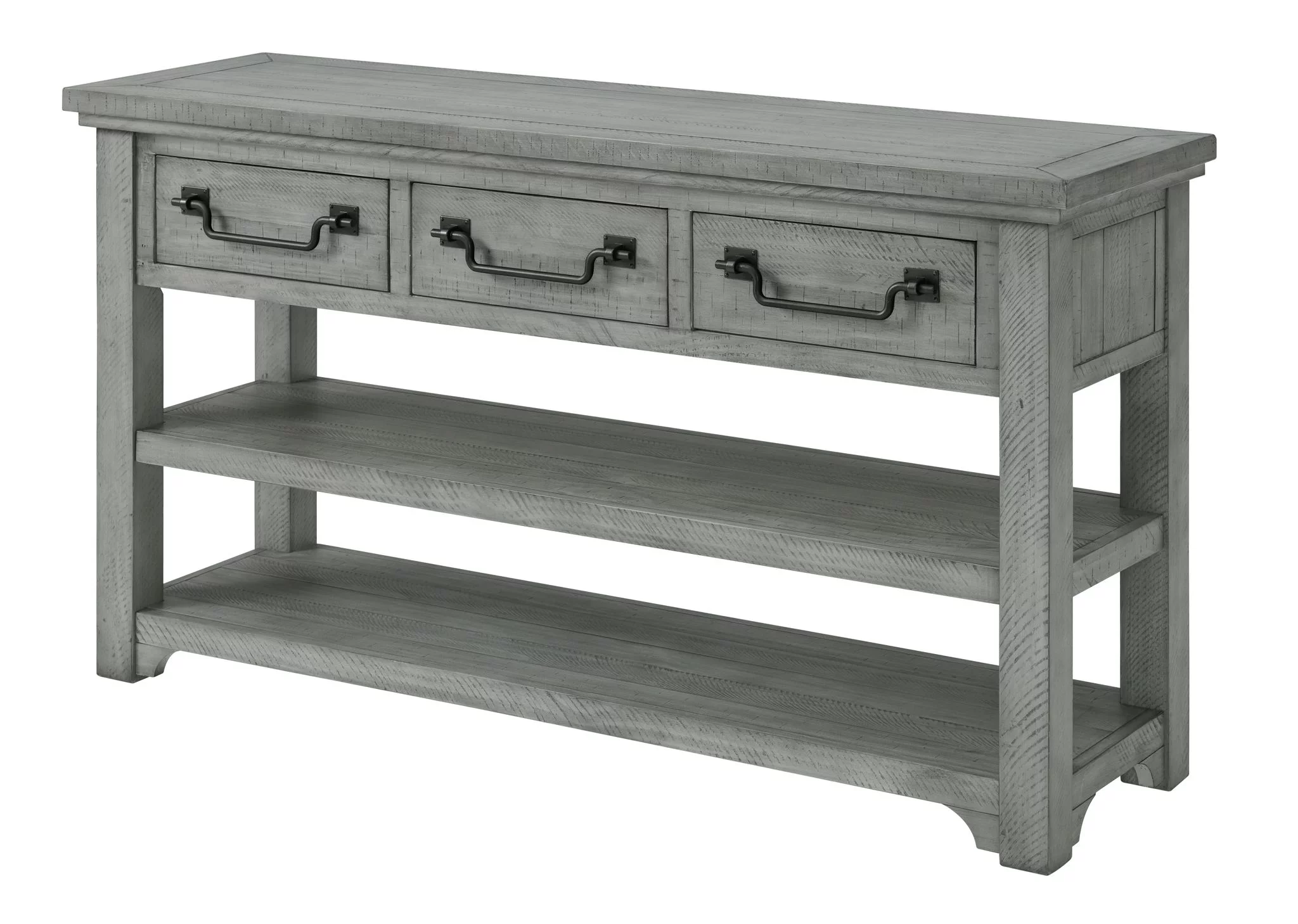 Martin Svensson Home Beach House Dove Grey Solid Wood 3-Drawer Sofa Console Table