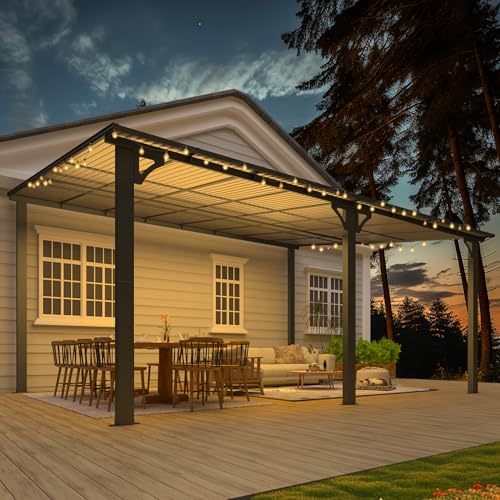 AECOJOY 10&rsquo; x 10&rsquo; Gazebo, Wall Mounted Gazebos Pergola on Clearance, Outdoor Patio Lean to Gazebo Awnings for Deck, Porch