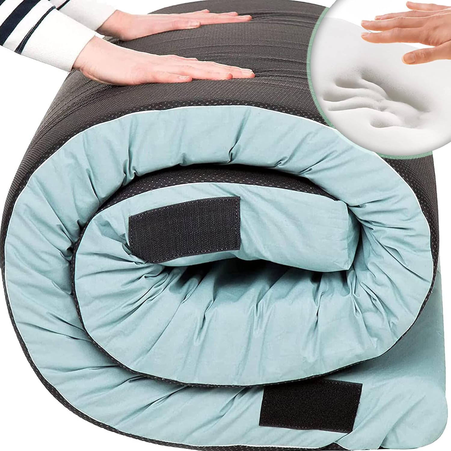 Most Comfortable Memory Foam Camping Mattress Pad Twin - Waterproof Foldable Floor Mattress - Portable Bed for Adults