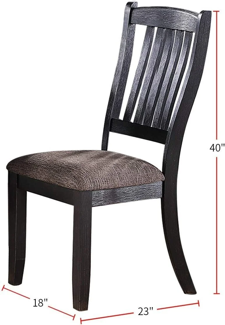 Modern Set of 6 Dining Chairs Fabric Upholstered Seat Unique Back Side Chairs Kitchen Dining Room Furniture Dark Coffee