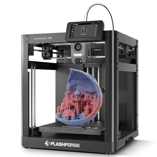 FLASHFORGE Official Adventurer 5M 3D Printer Auto Leveling, Max 600mm/s High Speed FDM 3D Printer with 280°C Direct Extruder, Quick Detachable Nozzle