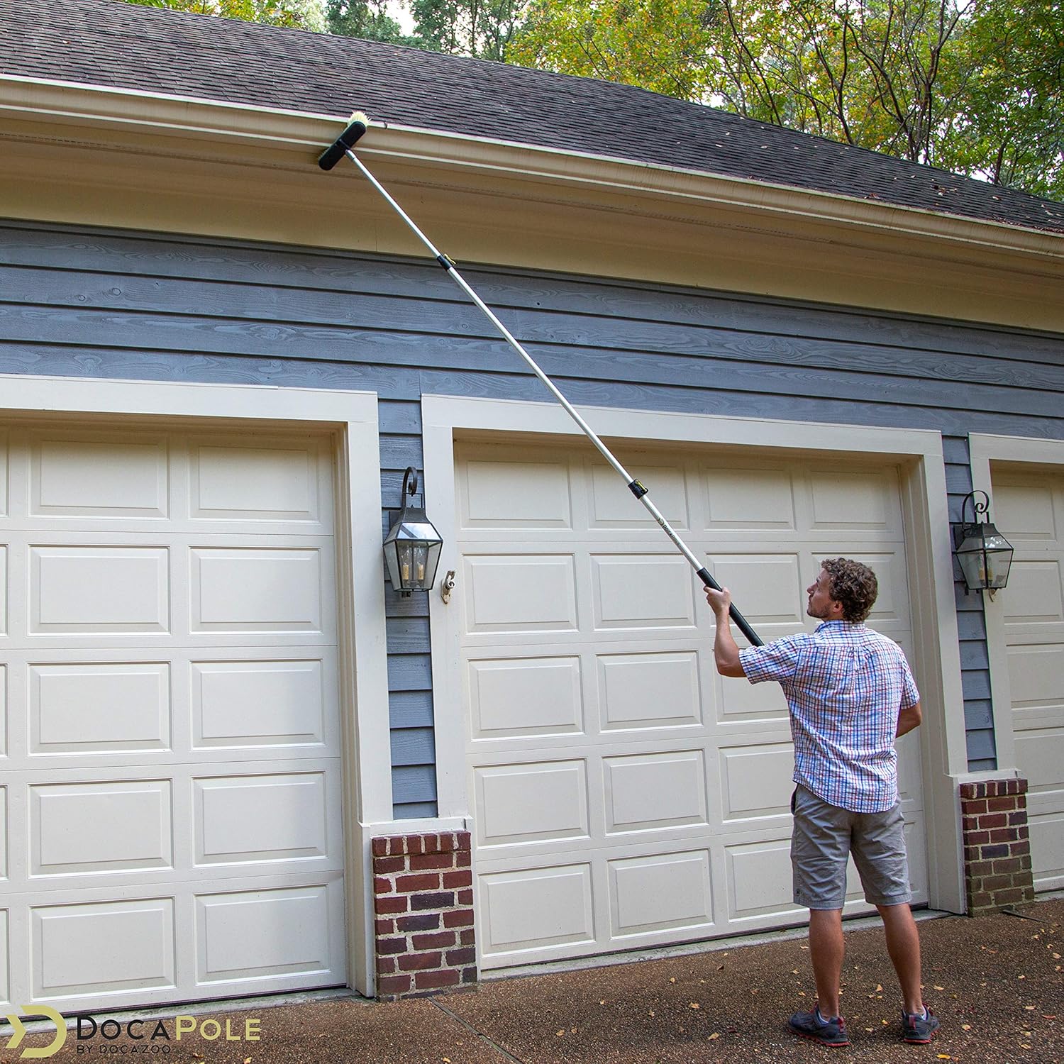 DocaPole 24 Foot High Reach Brush Kit with 6-24 Foot Extension Pole // Brush Kit Includes 3 Brushes // Soft Bristle Car Wash Brush // Medium Bristle