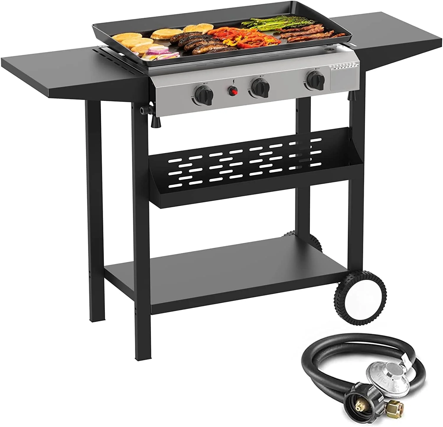 SKOK 3 Burner Gas Griddle-Outdoor Propane Griddle-BTU Propane Fuelled