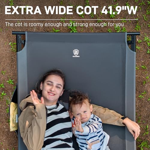 EVER ADVANCED Extra Wide Camping Cot for Adults Oversized XXL Sleeping Cots Folding Cot Bed with Carry Bag, 84.3" L x 41.9" W, Support to 550 lbs