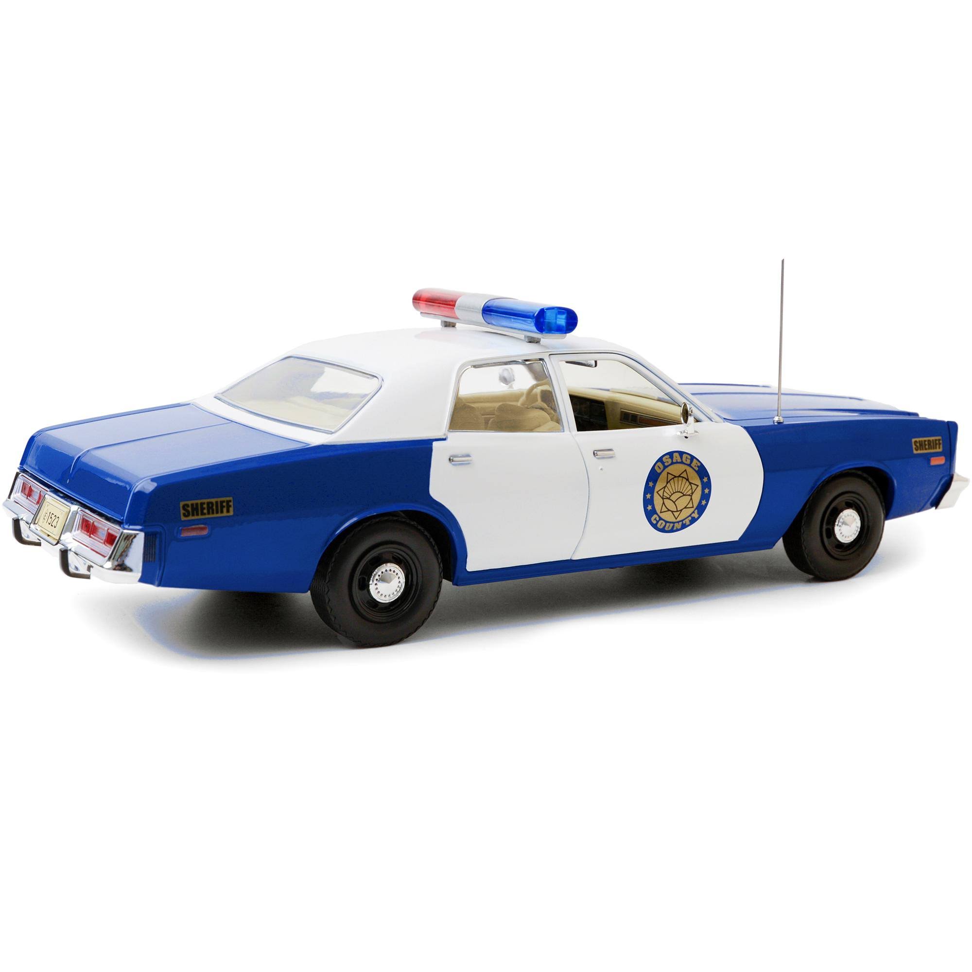 1975 Plymouth Fury Osage County Sheriff Blue and White 1/18 Diecast Model Car by Greenlight