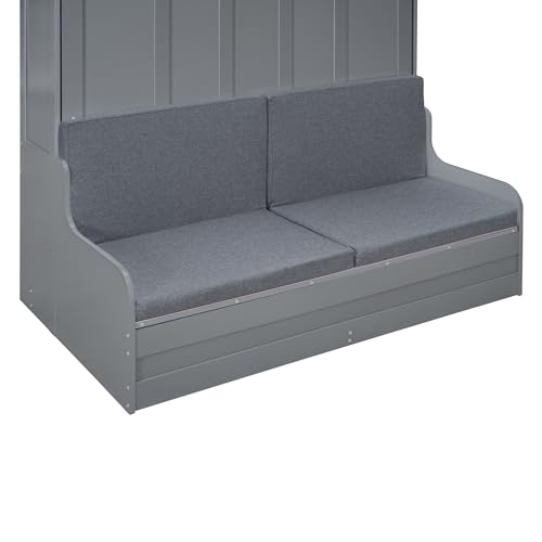 Ball & Cast Murphy Bed Wall Bed Queen Size with Cushion,Sofa Platform Bedfram Chest can be Folded,Wood Folding Hideaway w/Slat Support