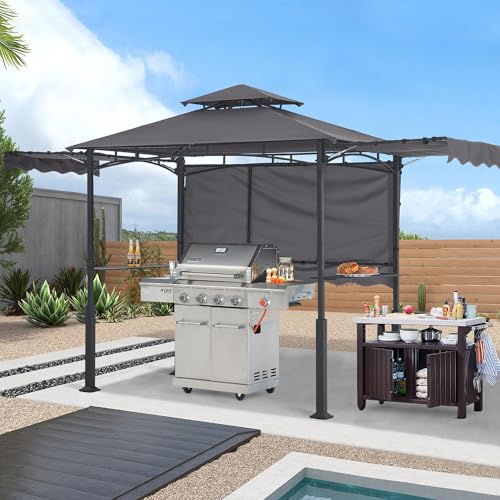 ABCCANOPY 8x5 Grill Gazebo - Outdoor BBQ Canopy Shelter with Led Light for Patio Backyard Grilling (Dark Gray)