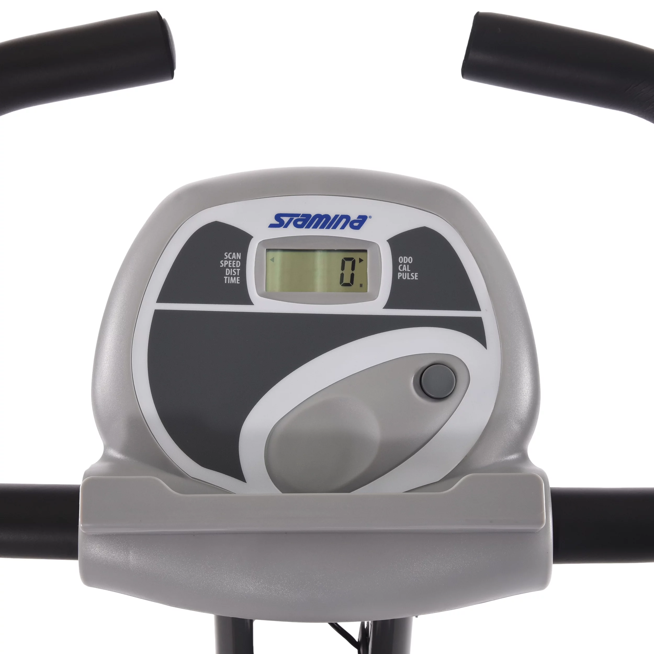 Stamina Folding Cardio Upright Exercise Bike with Heart Rate Sensors and Extra Wide Padded Seat