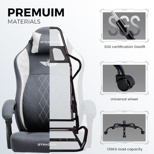 GTPLAYER Big and Tall Gaming Chair Breathable Fabric Computer Chair with Strong Lumbar Support, Comfortable Office Chairs with Pocket Spring Cushion