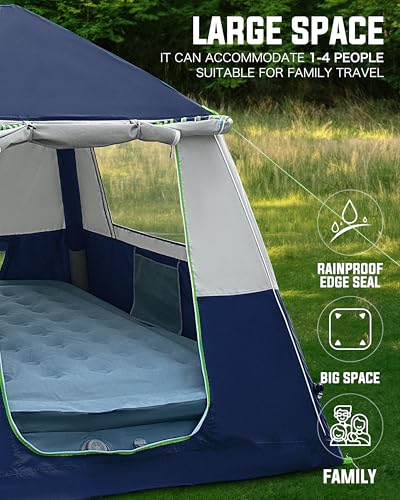 14.1'x6.5'x9' Inflatable Tents for Camping, Portable 6/8/10 Person Blow Up Air Tent