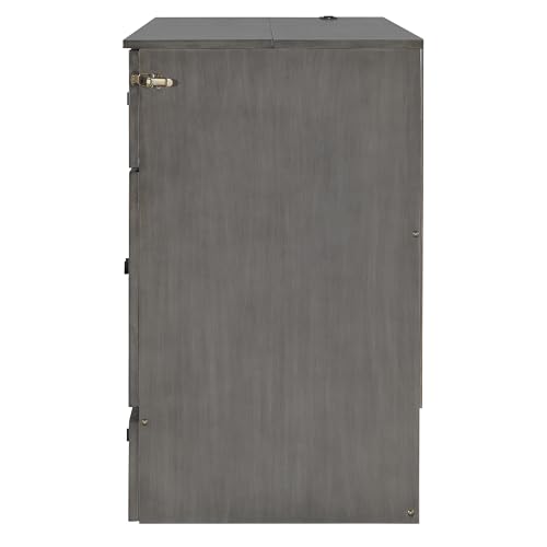 Harper & Bright Designs Full Size Murphy Bed Cabinet Wall Bed Chest with USB