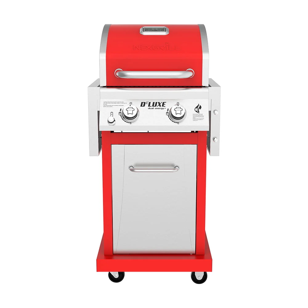 Nexgrill Deluxe 2-Burner Propane Gas Grill w/ 2 Foldable Shelves, Outdoor Cooking, Patio, BBQ, Silver & Black