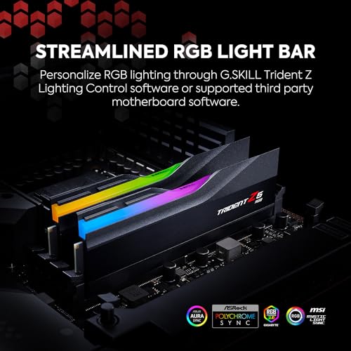 G.SKILL Trident Z5 RGB Series (Intel XMP 3.0) DDR5 RAM 64GB (2x32GB) 6000MT/s CL30-40-40-96 1.40V Desktop Computer Memory UDIMM