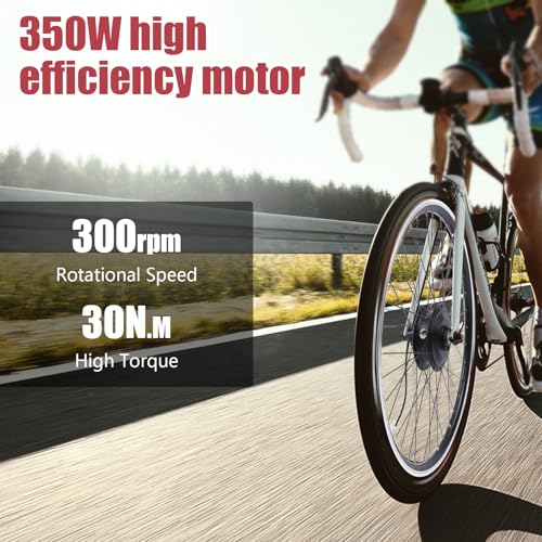 36V 350W Electric Bike Conversion Kit 26" Front Wheel E-Bike Motor Hub Motor Set 5 Speed Adjustable 35 Km/H Electric Bicycle Kit with LCD Display