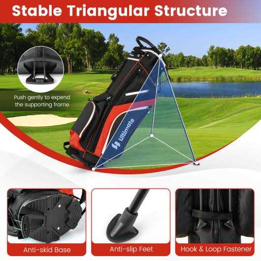 Costway Lightweight Golf Stand Bag with 14-Way Top Dividers &amp; 6 Pockets - Sports Supplies Online Store