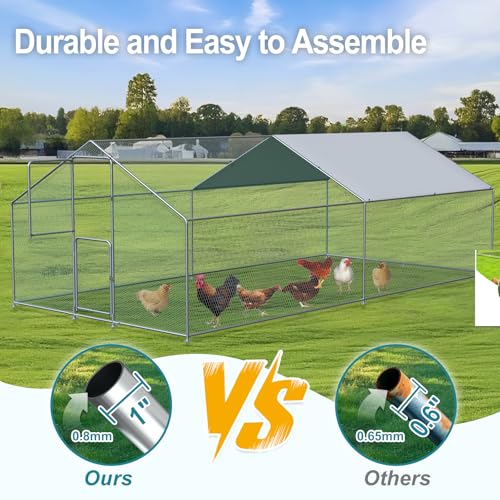 Large Chicken Coop, Chicken Coops for 30 Chickens, Chicken Runs for Yard with Water Poof & UV Resistance Cover