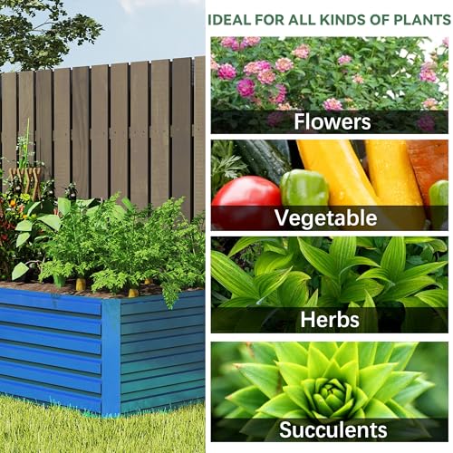 FOOWIN 2pcs 8x4x2ft Galvanized Raised Garden Bed, Planter Raised Garden Boxes Outdoor, Large Metal Raised Beds for Gardening