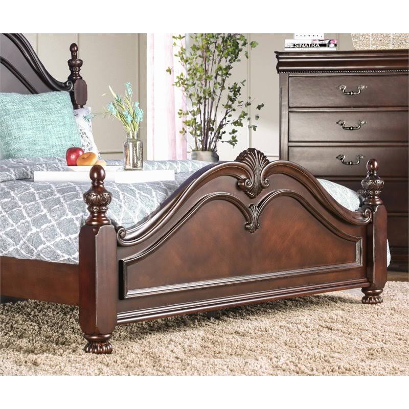 Furniture of America Ruben Traditional Queen Poster Bed in Cherry
