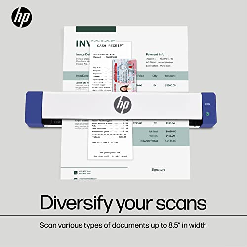 HP Small USB Document & Photo Scanner for Portable 1-Sided Sheetfed Digital Scanning, Model HPPS100, for Home, Office & Business