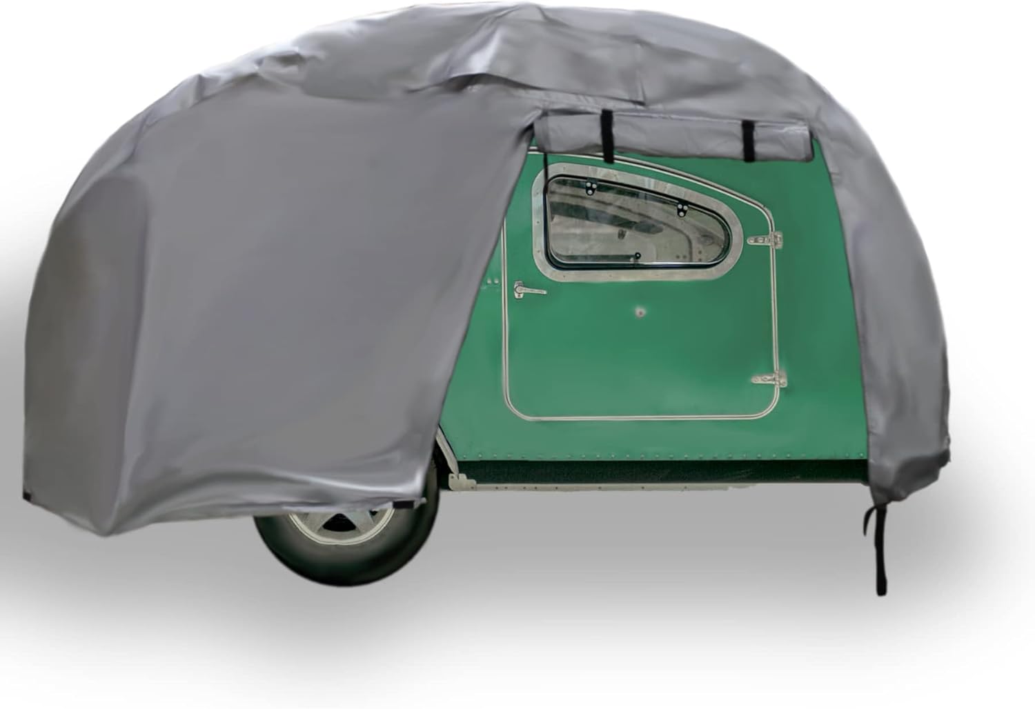 EliteShield ShieldAll Ultimate Teardrop Trailer Cover, Waterproof UV Protection Teardrop Camper Cover Fits 8 Feet Long, 5 Feet Wide Silver Color