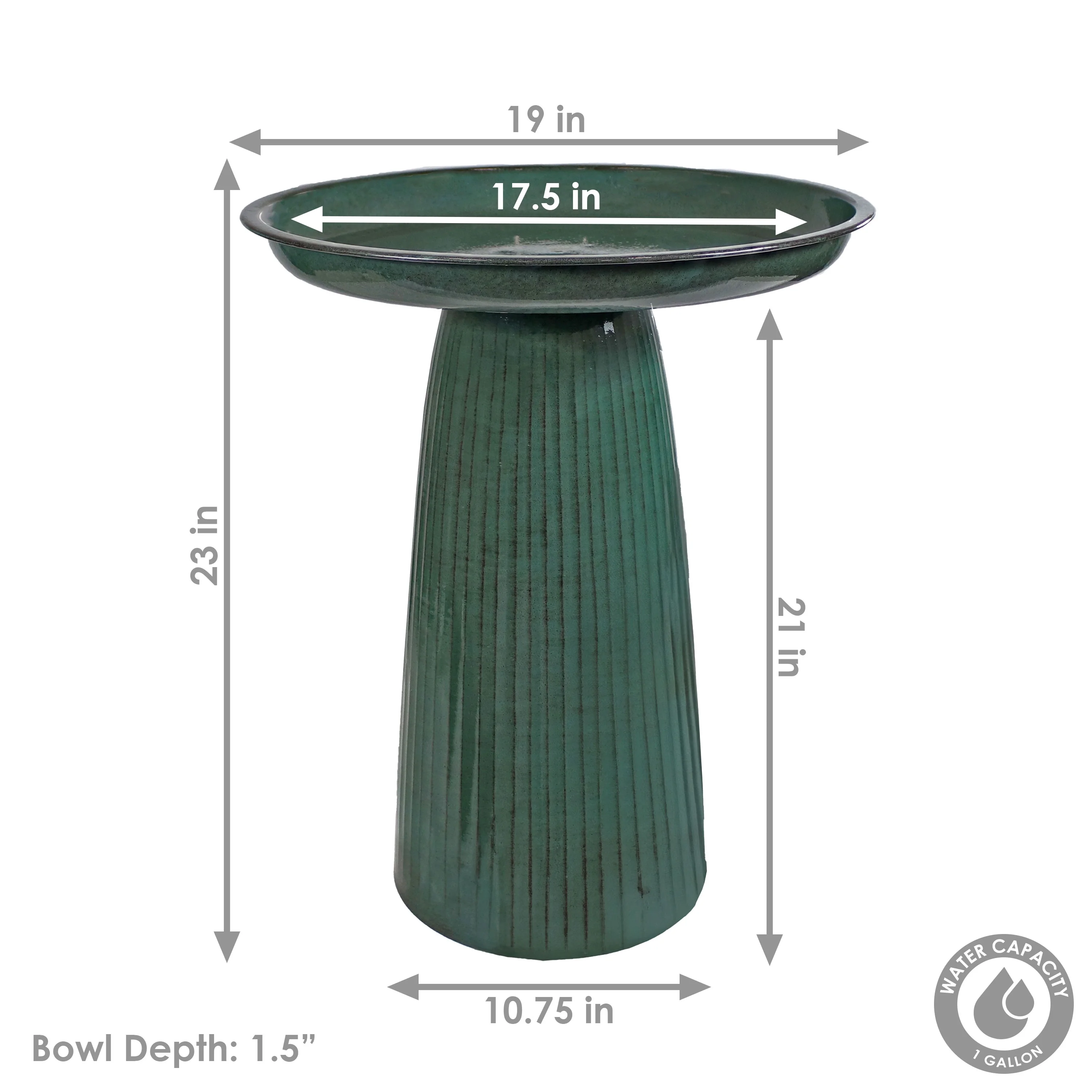 Sunnydaze Gleeful Garden Metal Outdoor Bird Bath - Green Glaze - 19"