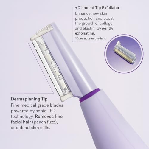 Michael Todd Beauty Sonicsmooth Pro+ Dermaplane Razor for Women Face + Eyebrow trimmer Dermaplaning System w/LED Light Peach Fuzz Remover -16