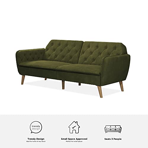 Novogratz Tallulah Memory Foam Futon, Convertible Couch, Camel Faux Leather
