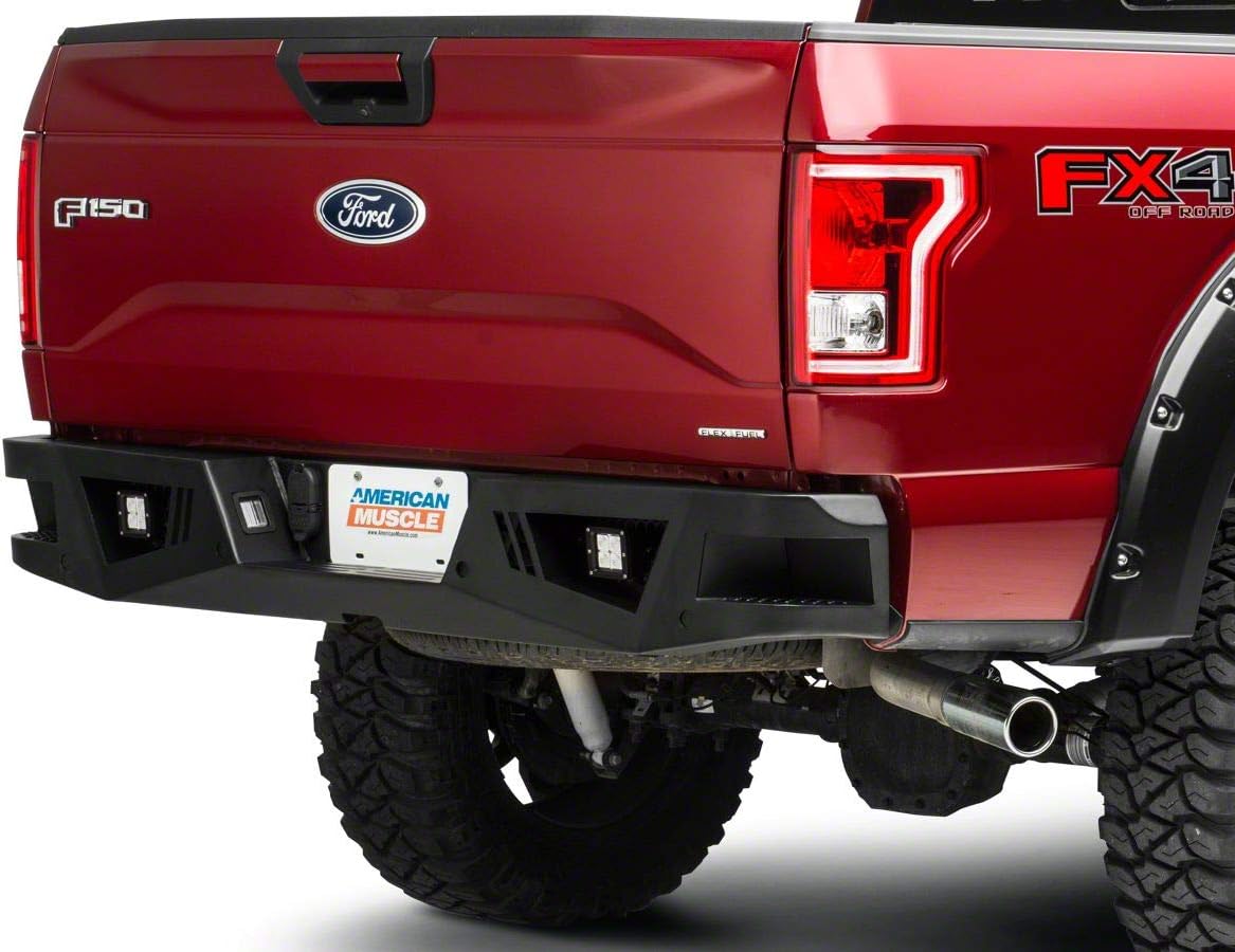 Barricade Extreme HD Rear Bumper with LED Fog Lights Compatible with Aftermarket Hitches Compatible with 15-20 F-150, Excluding Raptor