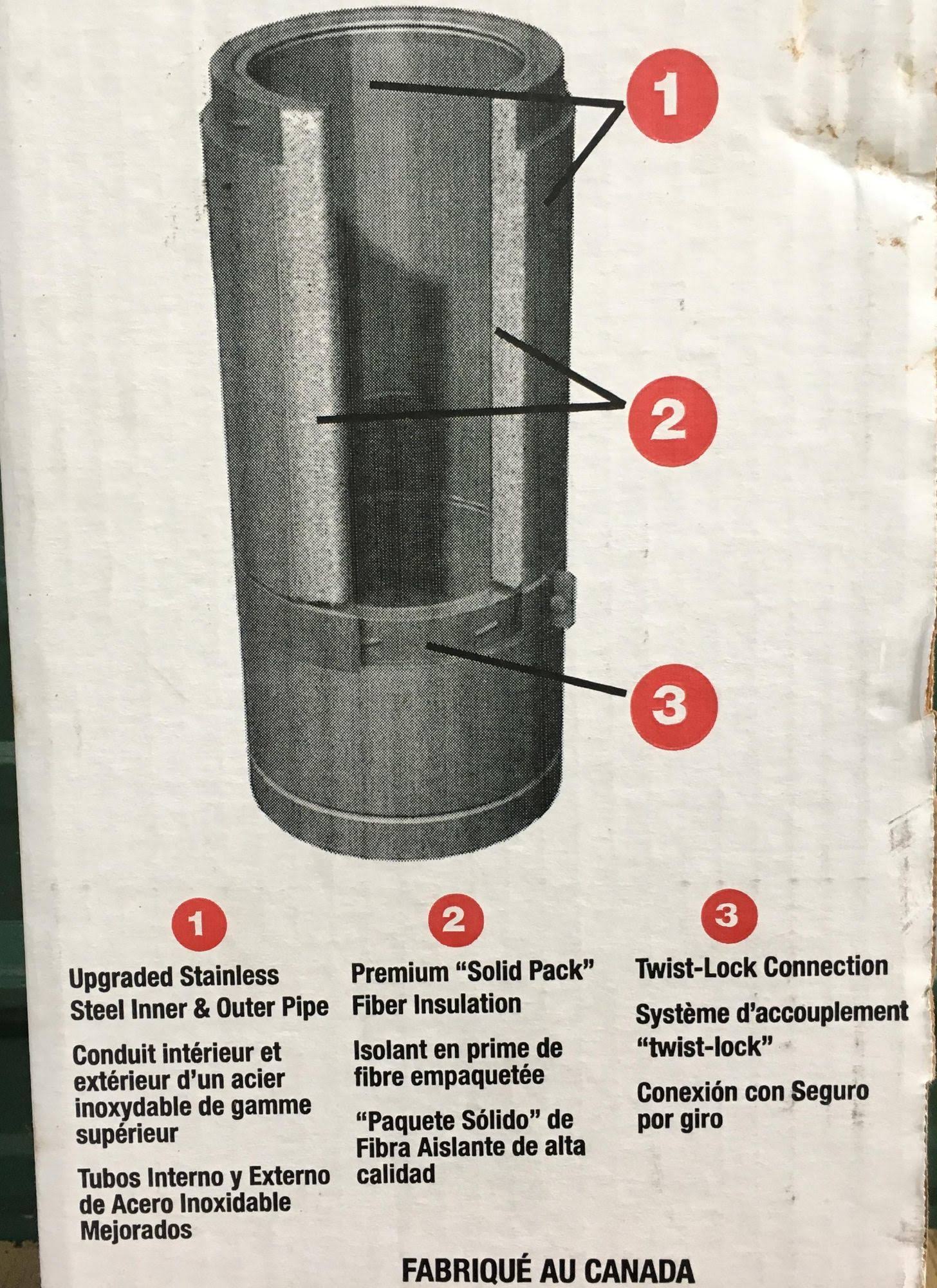 Supervent JSC6SA2 6x22 x 24x22 Stainless Steel Insulated Stove Chimney Pipe