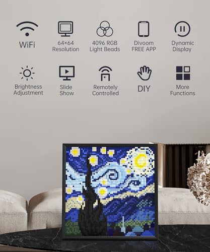 Divoom Pixoo-64 - WiFi Pixel Cloud Digital Picture Frame with APP Control