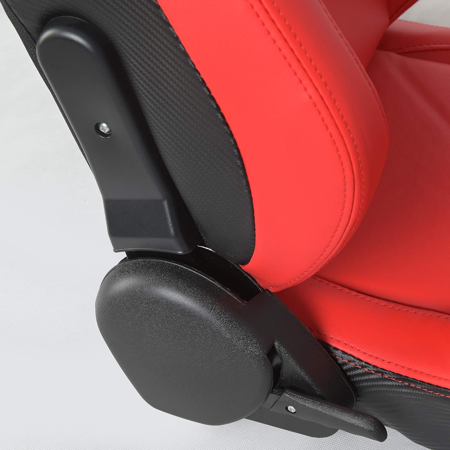 Racing Seats, Pair of PVC Leather Racing Bucket Seats with Dual Sliders, Black with Black Stitching